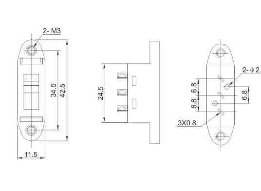 帶耳撥動(dòng)開關(guān)圖紙