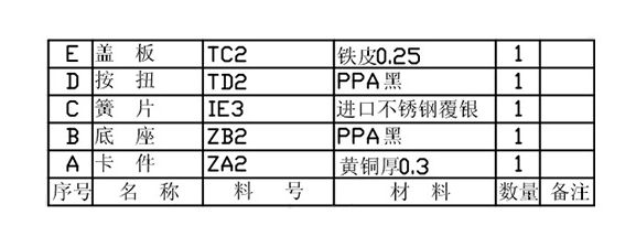 邊二腳輕觸開關材料結(jié)構(gòu)圖
